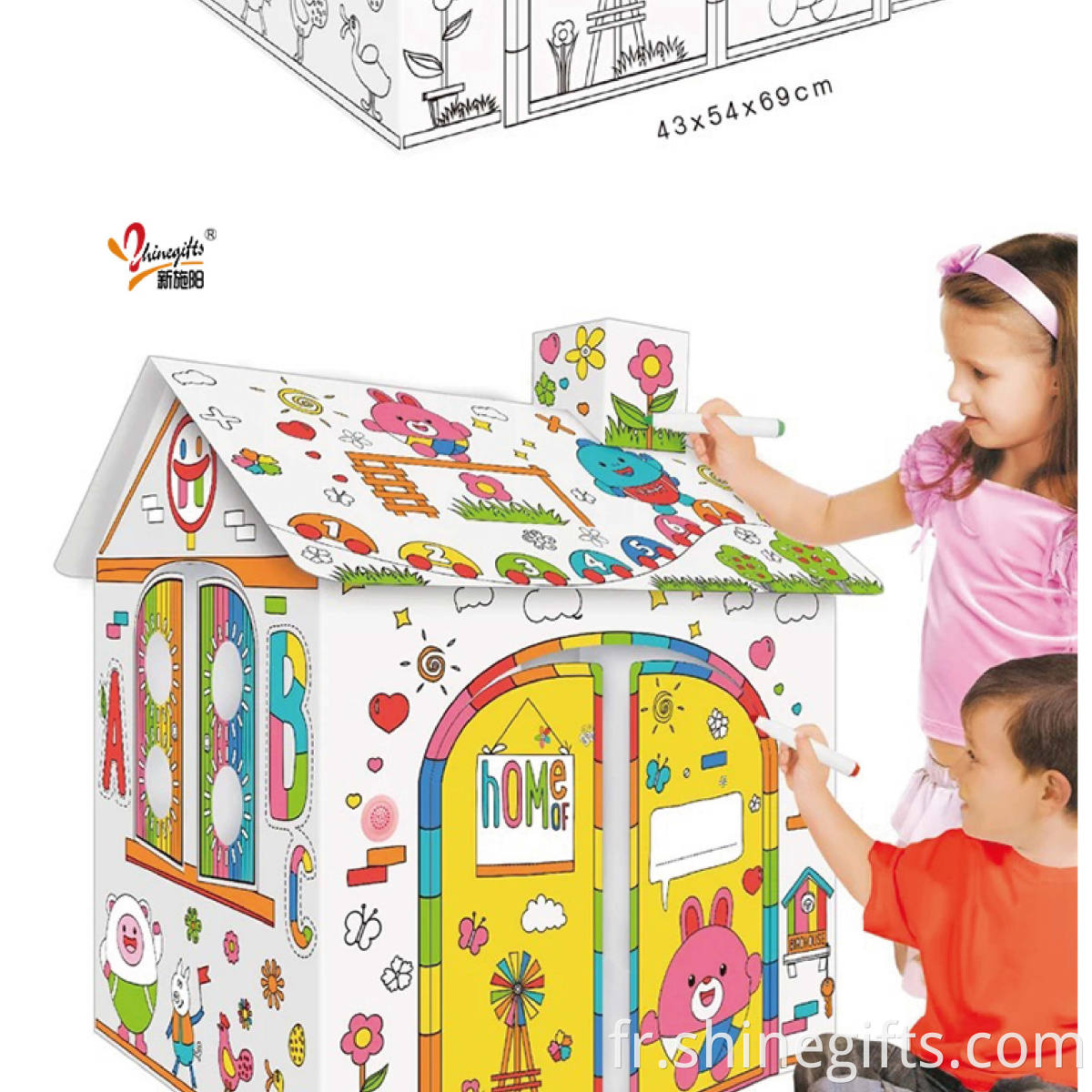 Fun Play Draw Paper Diy Tent Toy House Kids 3D Diy Doodle